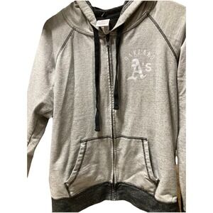 Oakland Athletics A's Women Hoodie Large Gray, From Coliseum, W Pockets Full Zip